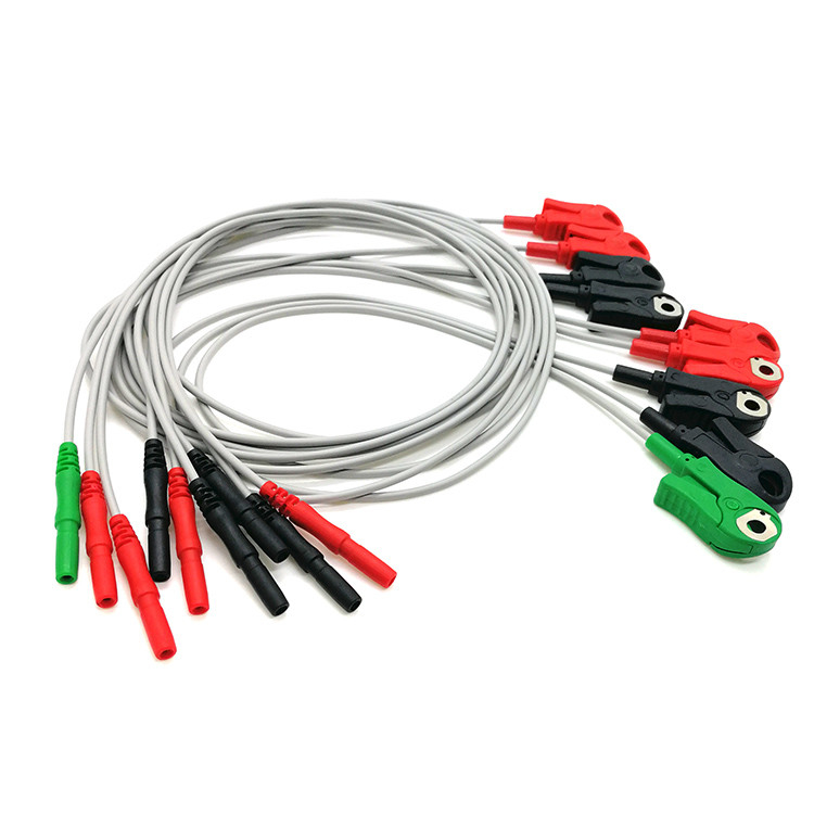 D Type ECG Electrode Leadwire 0.6m 9 Lead Grabber TPU EKG