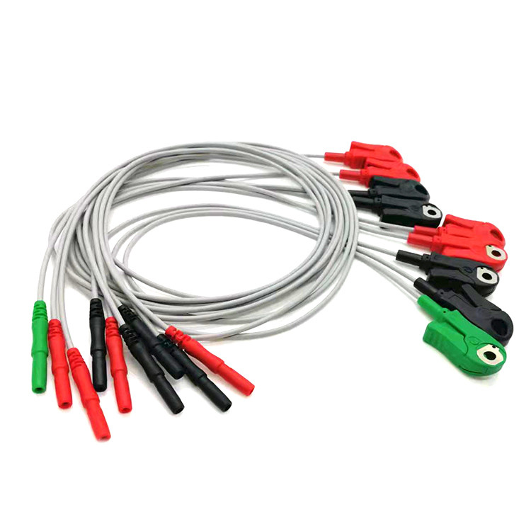 D Type ECG Electrode Leadwire 0.6m 9 Lead Grabber TPU EKG